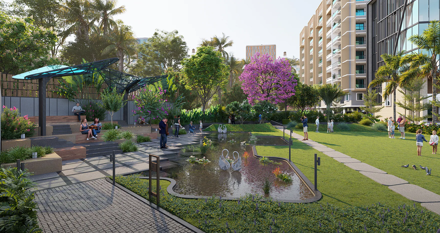 Landscaped Garden & Water Feature at Namo Origin